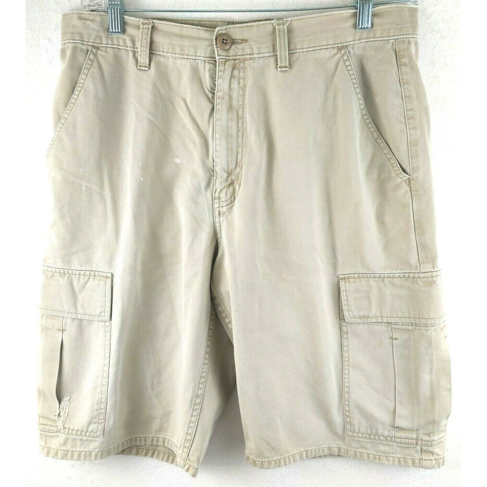 Levi's Mens Original Khaki Casual Work Cargo Shorts Beige Size‎ 34